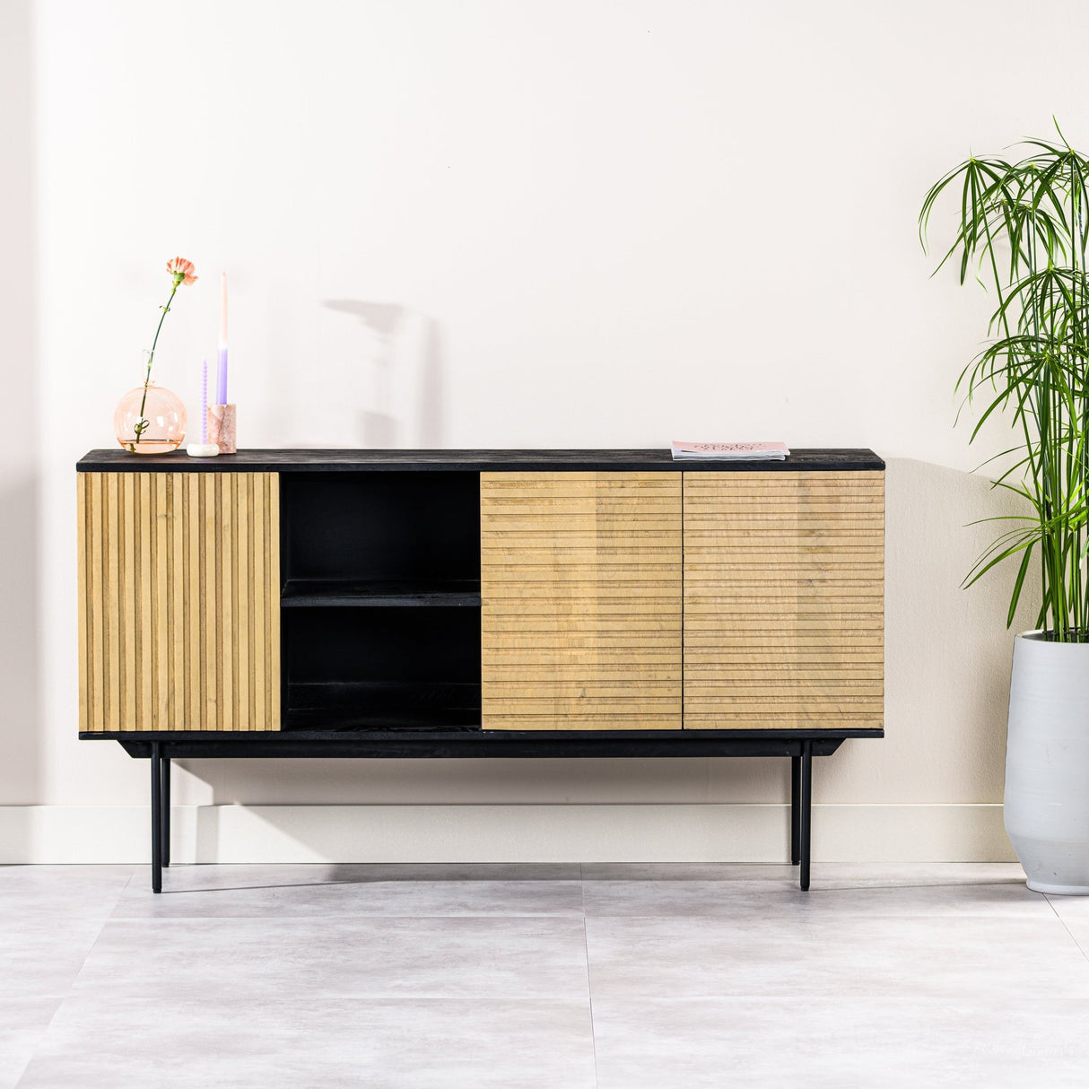 Sideboard manu mango wood black natural