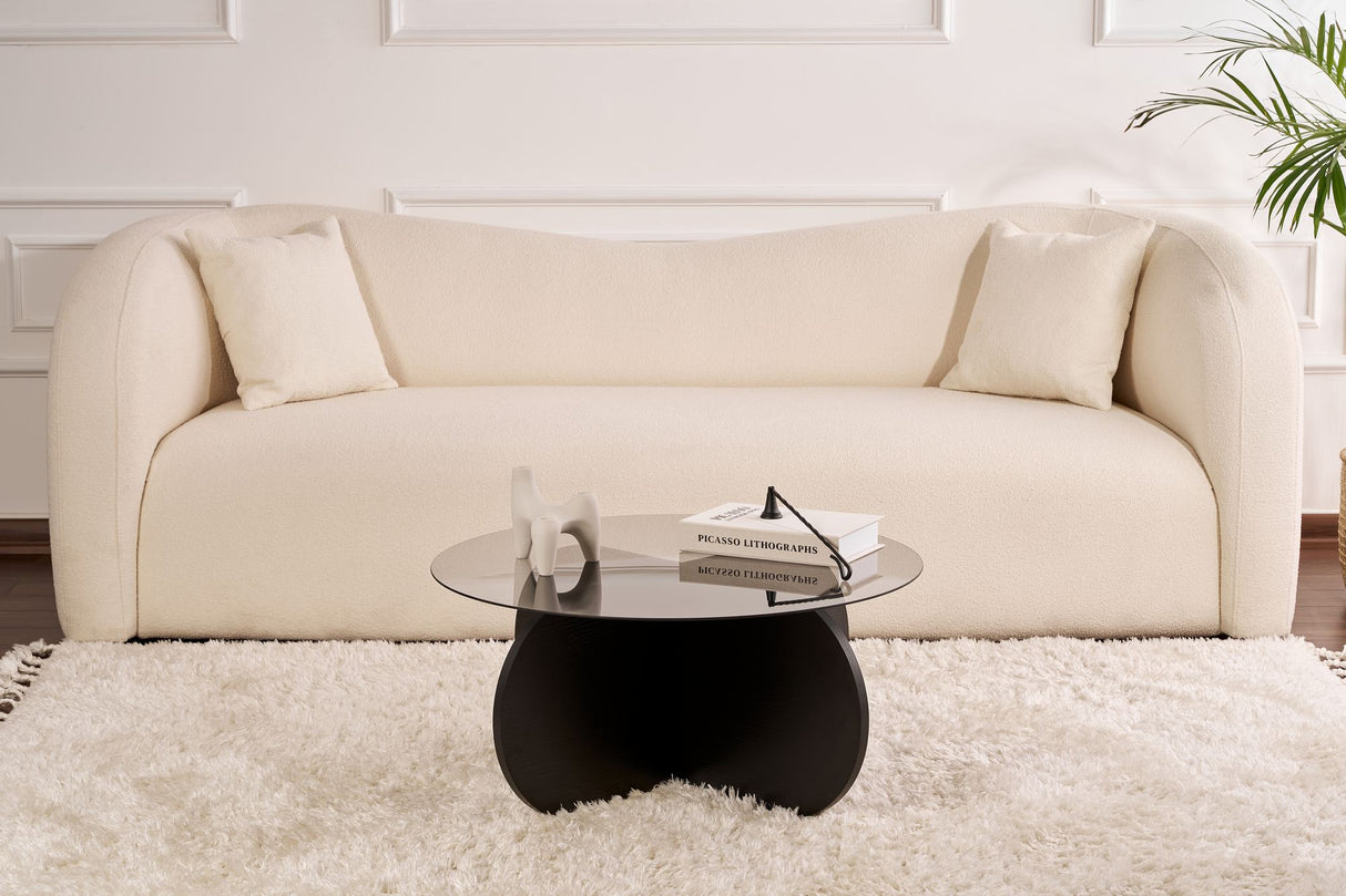 Aris Round Coffee Table 75 cm Tinted Glass - Black Base 