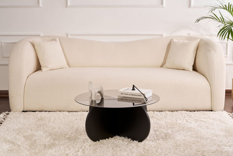 Aris Round Coffee Table 75 cm Tinted Glass - Black Base 