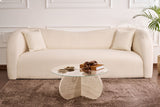 Aris Round Coffee Table 75 cm Glass - Travertine Base 