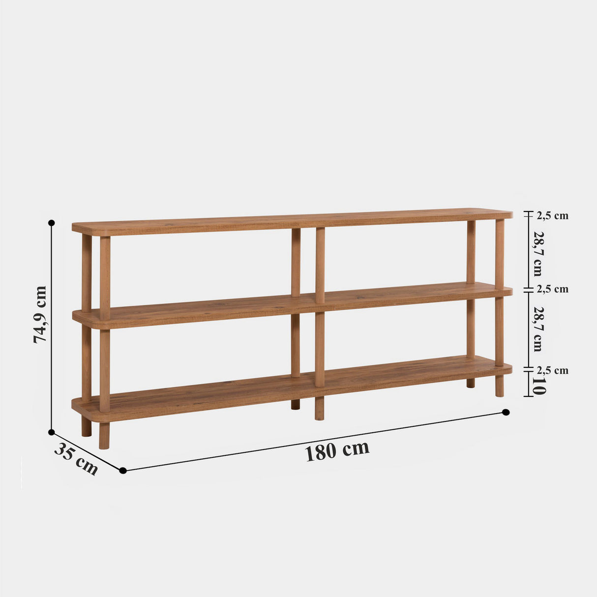 Bookcase Zen Atlantic Pine Melamine 180x74.9x35 cm