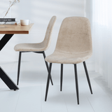 Set of 4 Scandinavian Dining Chairs Beige Chenille Fabric Swift - Without Armrests 