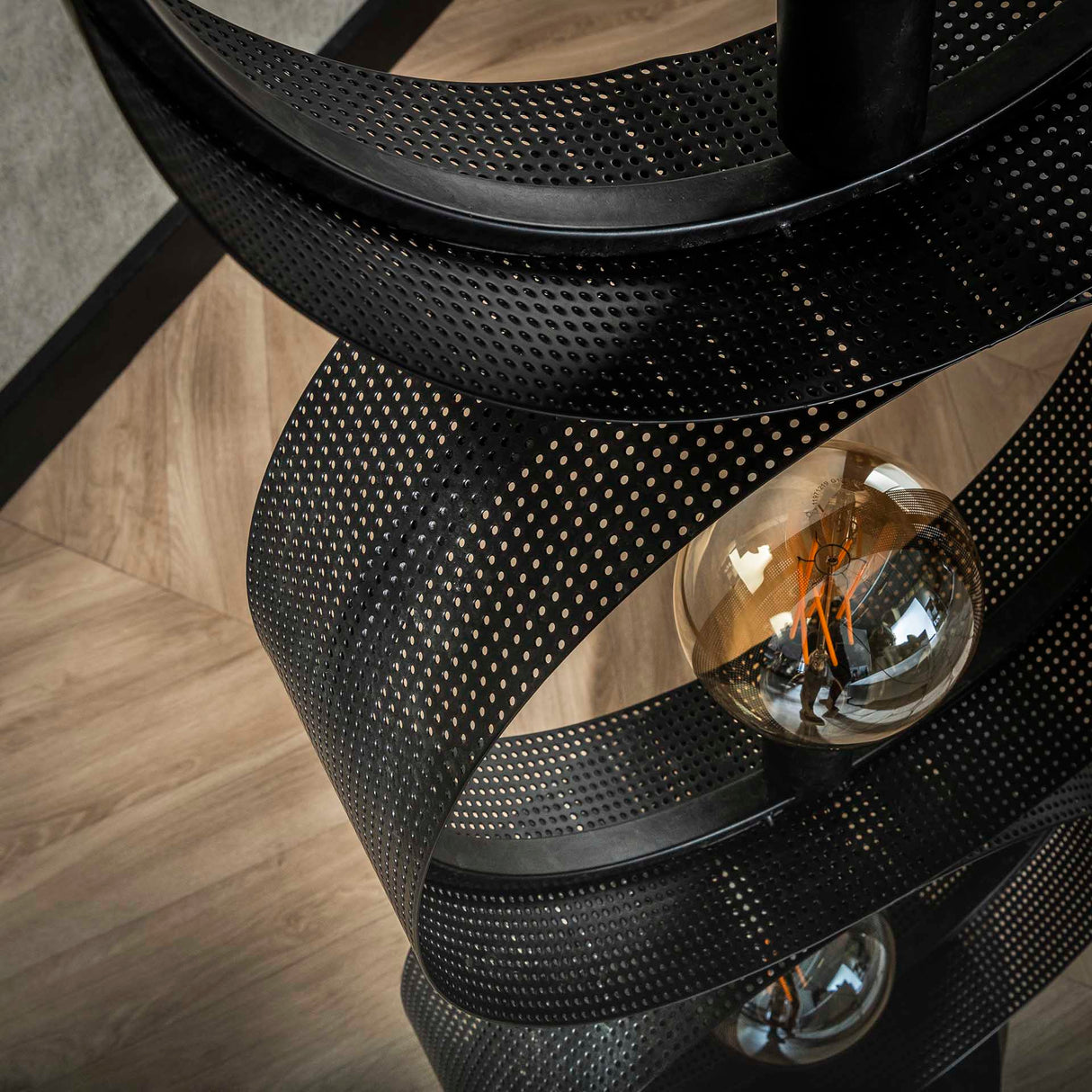 Floor lamp Fons 3-light rings metal black 