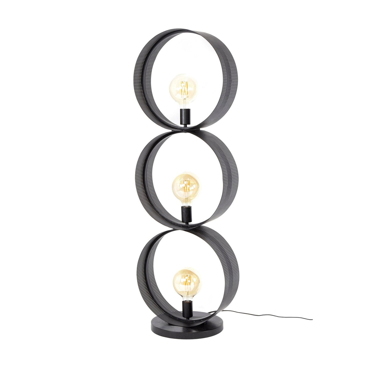 Floor lamp Fons 3-light rings metal black 