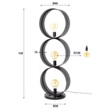 Floor lamp Fons 3-light rings metal black 