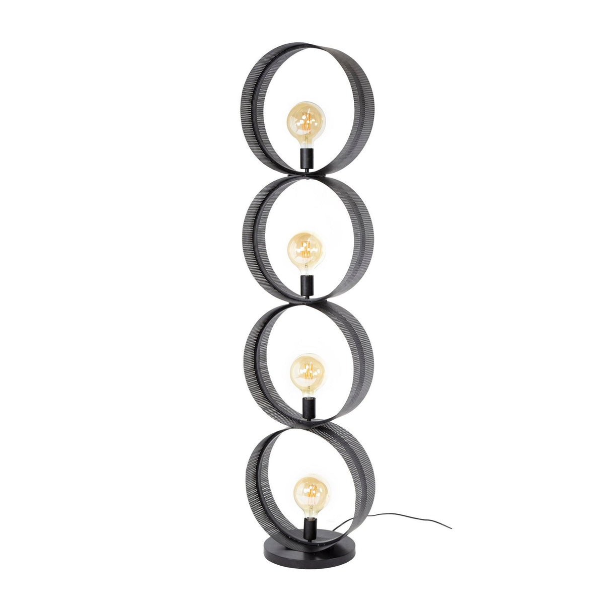 Floor lamp Fons 4-light rings metal black 