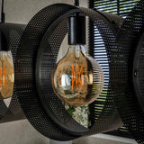 Pendant lamp Fons 4-lights rings metal black 