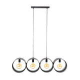 Pendant lamp Fons 4-lights rings metal black 