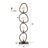 Floor lamp Orion 4-lights Black Metal 165 cm 