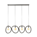 Pendant Lamp Nova 4-lights Black Metal 140 cm 