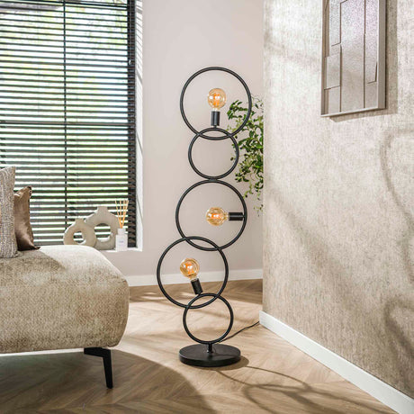 Black floor lamp 3-light industrial 140 cm 