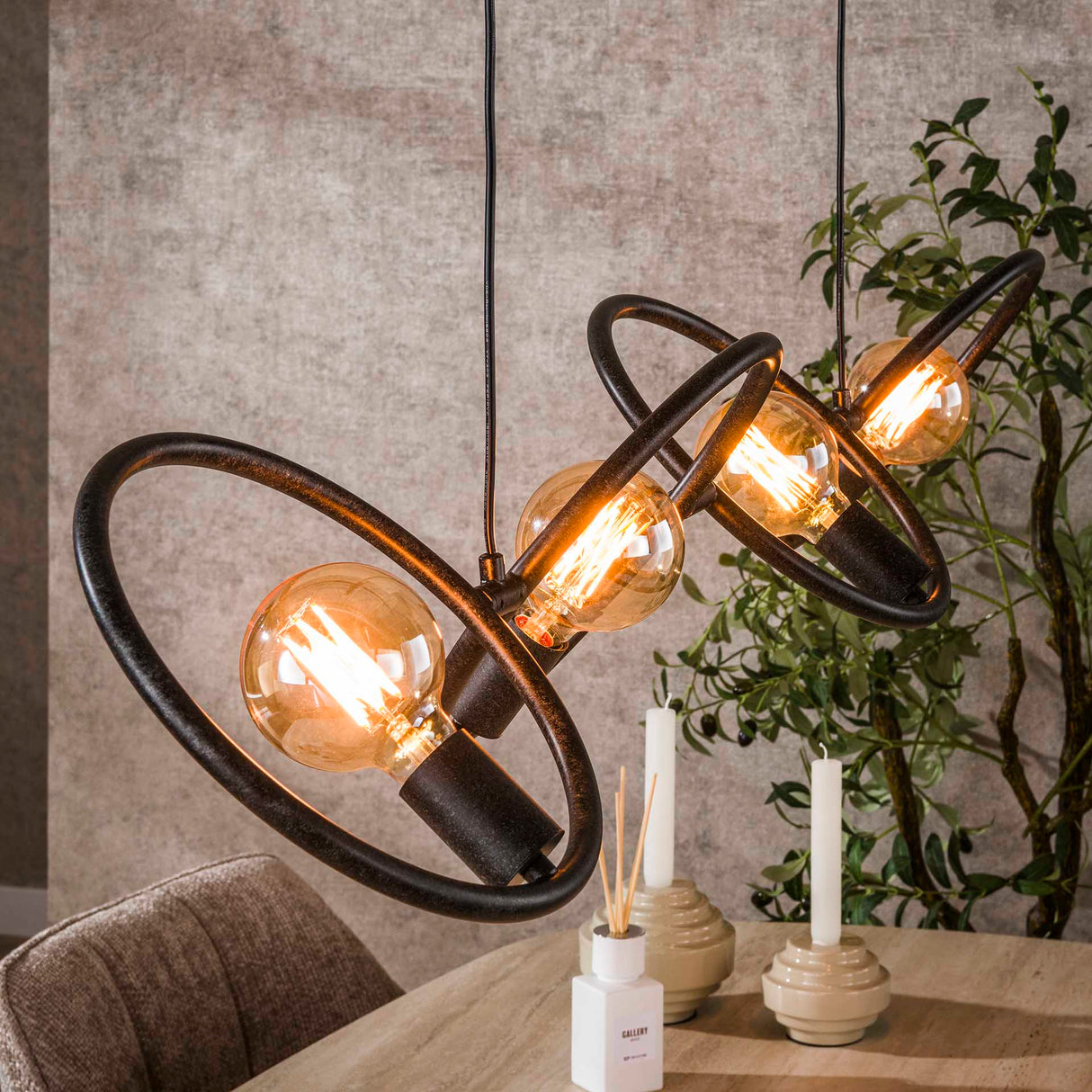 Industrial hanging lamp Liva 4-lights black metal 