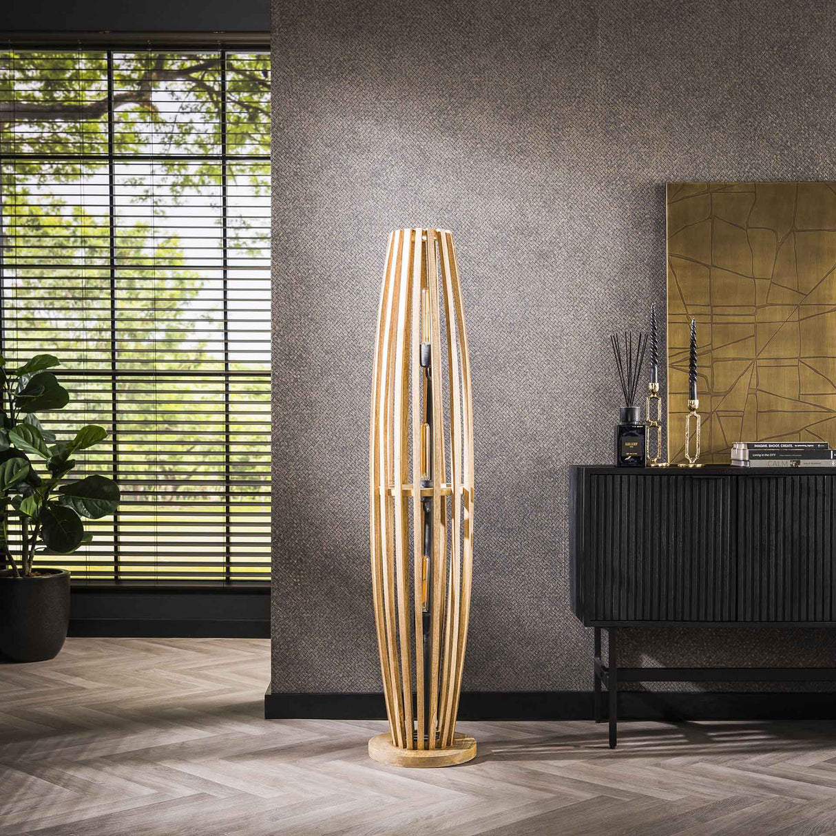 Floor lamp Jalou Mango wood 3 light sources