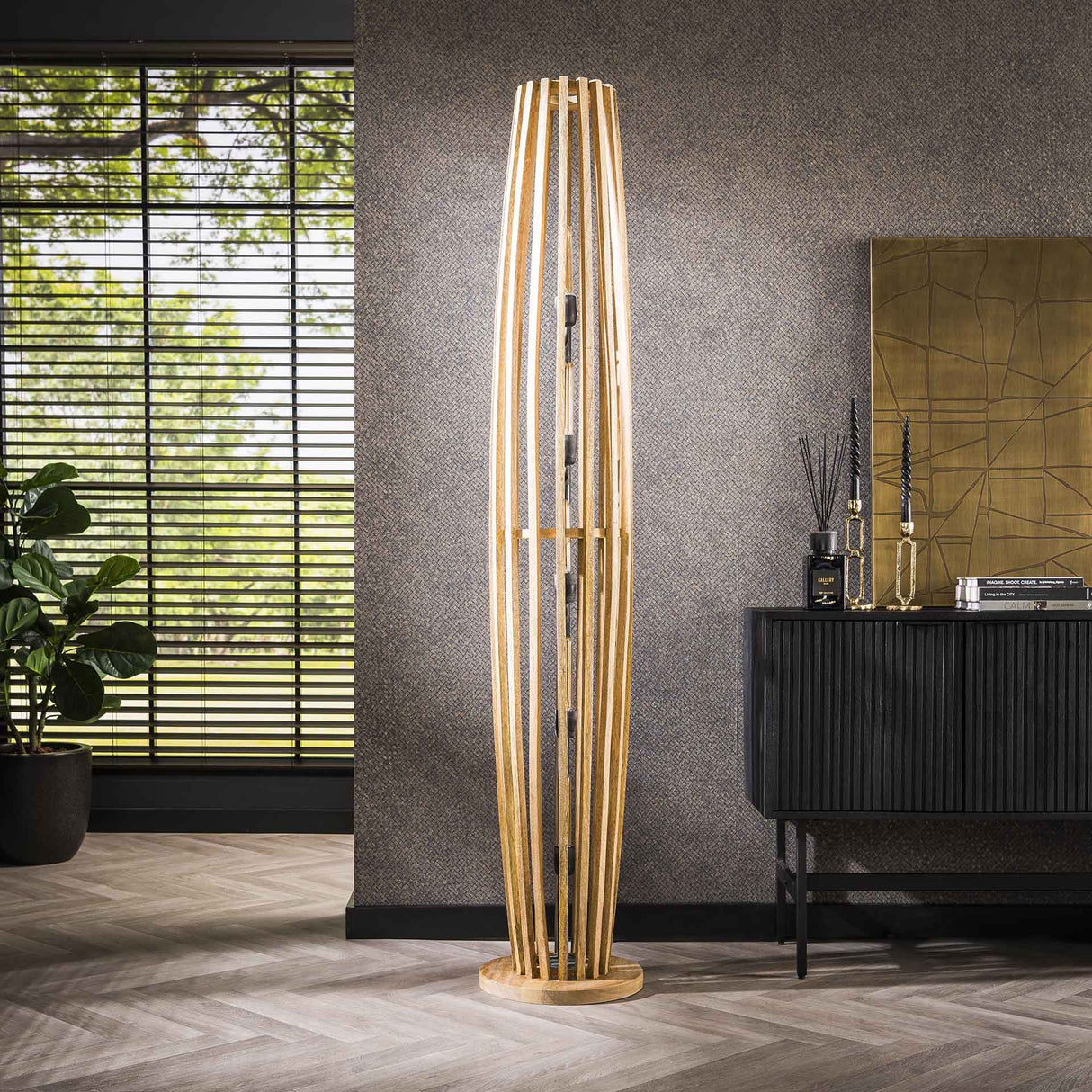 Floor lamp Jalou Mango wood 5 light sources