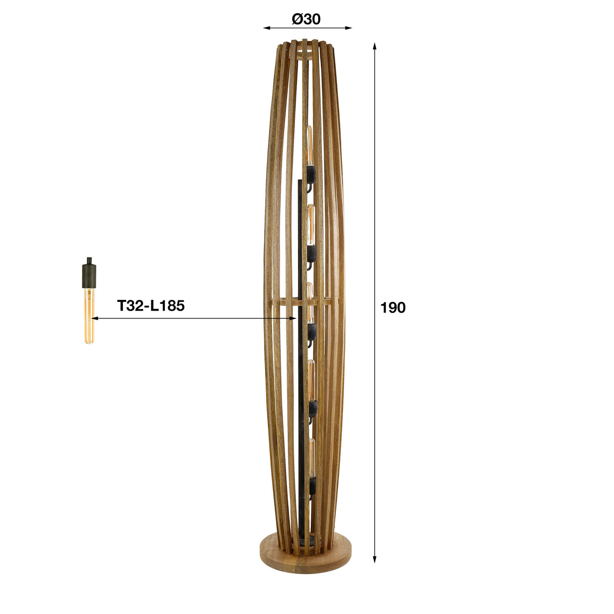 Floor lamp Jalou Mango wood 5 light sources