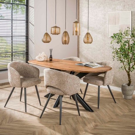 Pendant lamp Axis 5-lights smoke glass brown horizontal 
