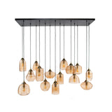 Mali pendant lamp 15-light ribbed glass amber color 