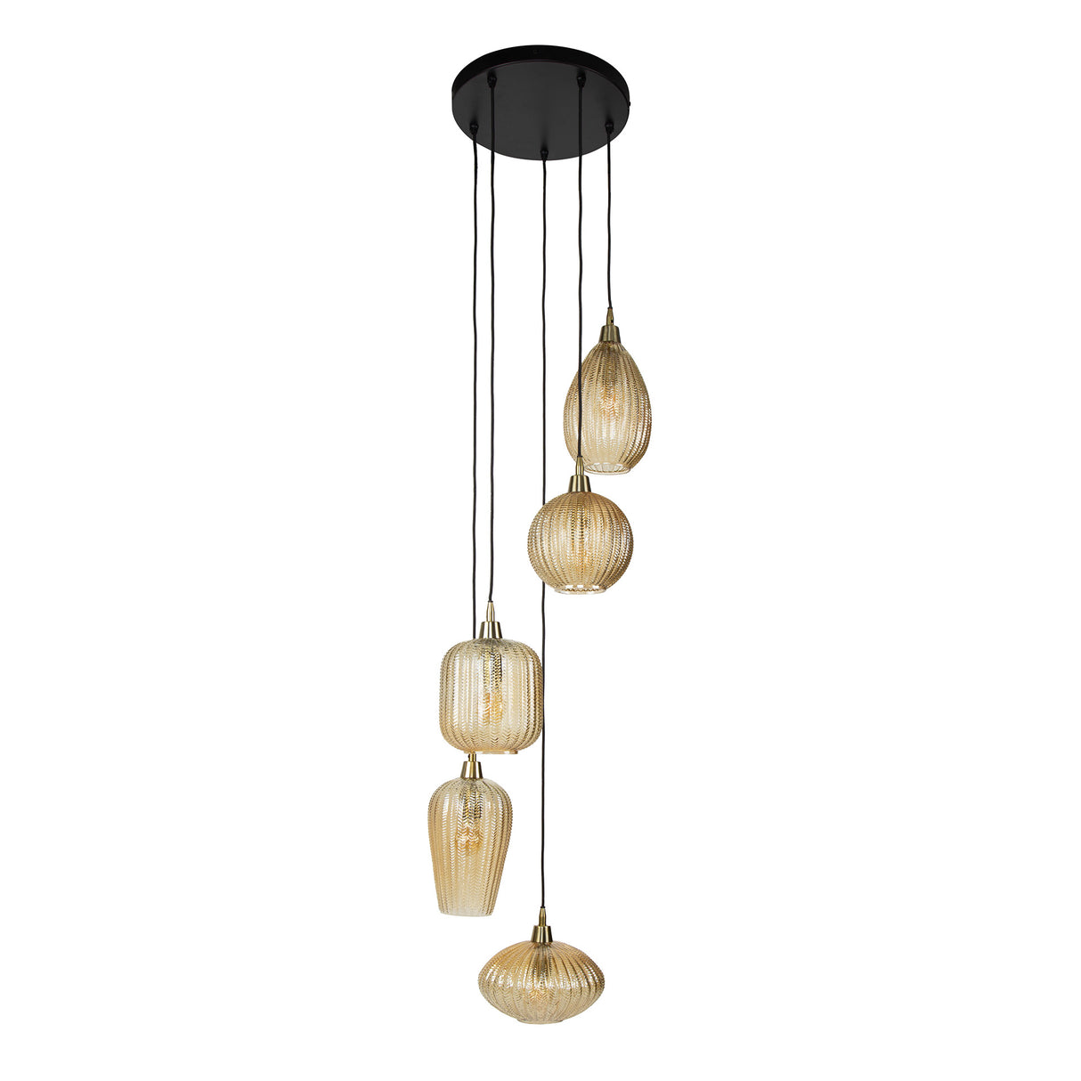 Glass hanging lamp Olaf 5-Light Amber Gold