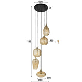 Glass hanging lamp Olaf 5-Light Amber Gold