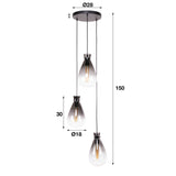 Hanglamp Veronica DH Interior Zilver LxBxH 68x38x32 Zilver Witfoto maatindicatie