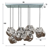 Hanglamp Rocks DH Interior Chromed LxBxH 104x55x36 Glas Witfoto maatindicatie