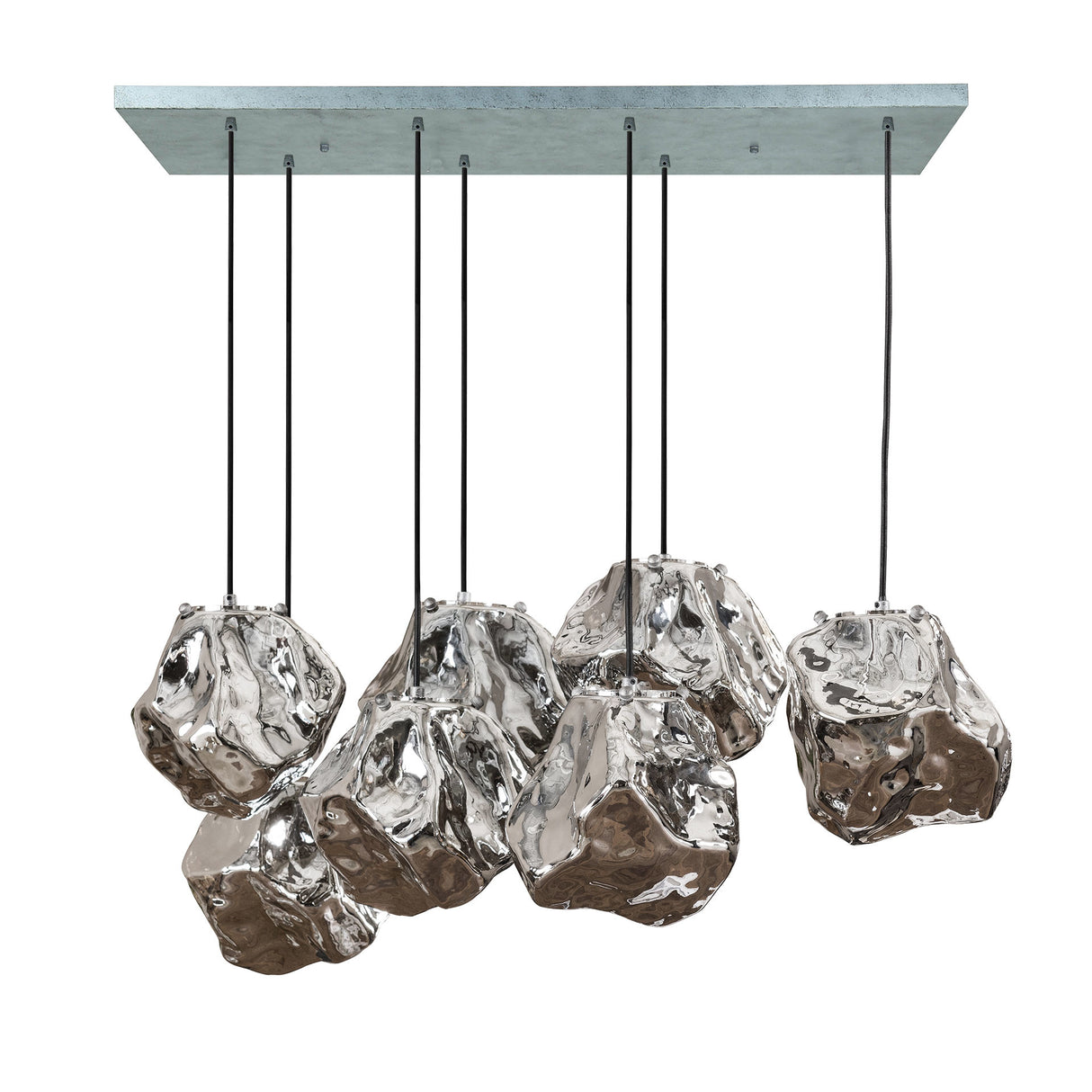 Hanglamp Rocks DH Interior Chromed LxBxH 104x55x36 Glas Witfoto vooraanzicht