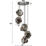 Hanglamp Rocks DH Interior Chromed LxBxH 79x55x36 Glas Witfoto maatindicatie