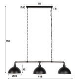 Hanglamp Abby DH Interior Zwart LxBxH 106x31x28 Zwart Witfoto maatindicatie