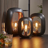 Industrial table lamp Selma s oval black nickel