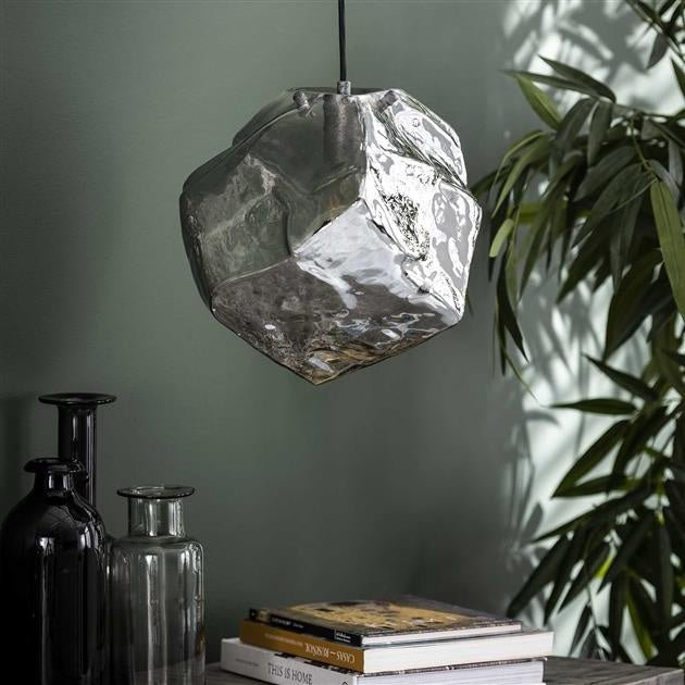 Hanglamp Rocks DH Interior Chromed LxBxH 45x34x34 Glas Sfeerfoto schuin vooraanzicht