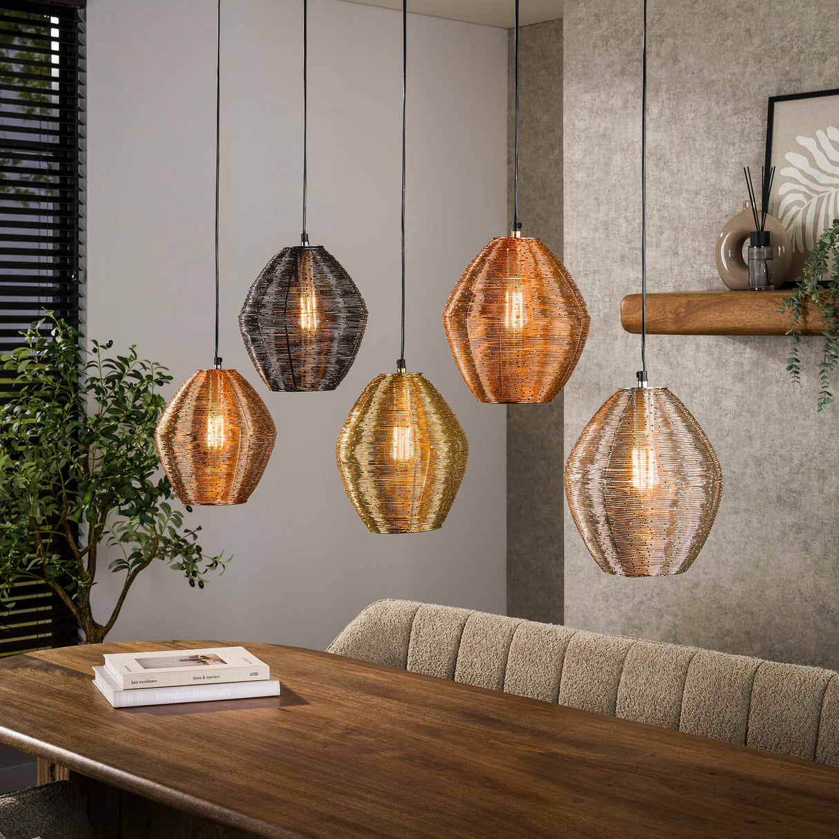 Wez pendant lamp 5-light colored nickel 