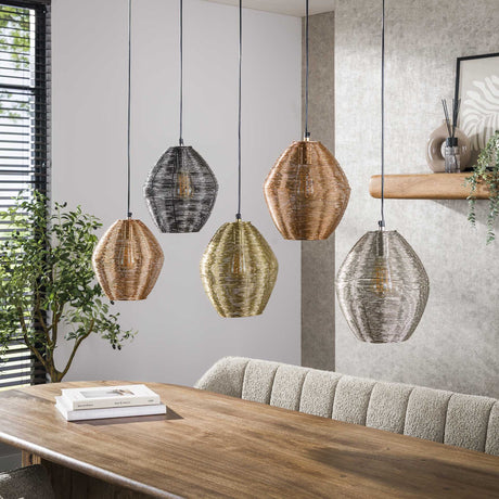 Wez pendant lamp 5-light colored nickel 