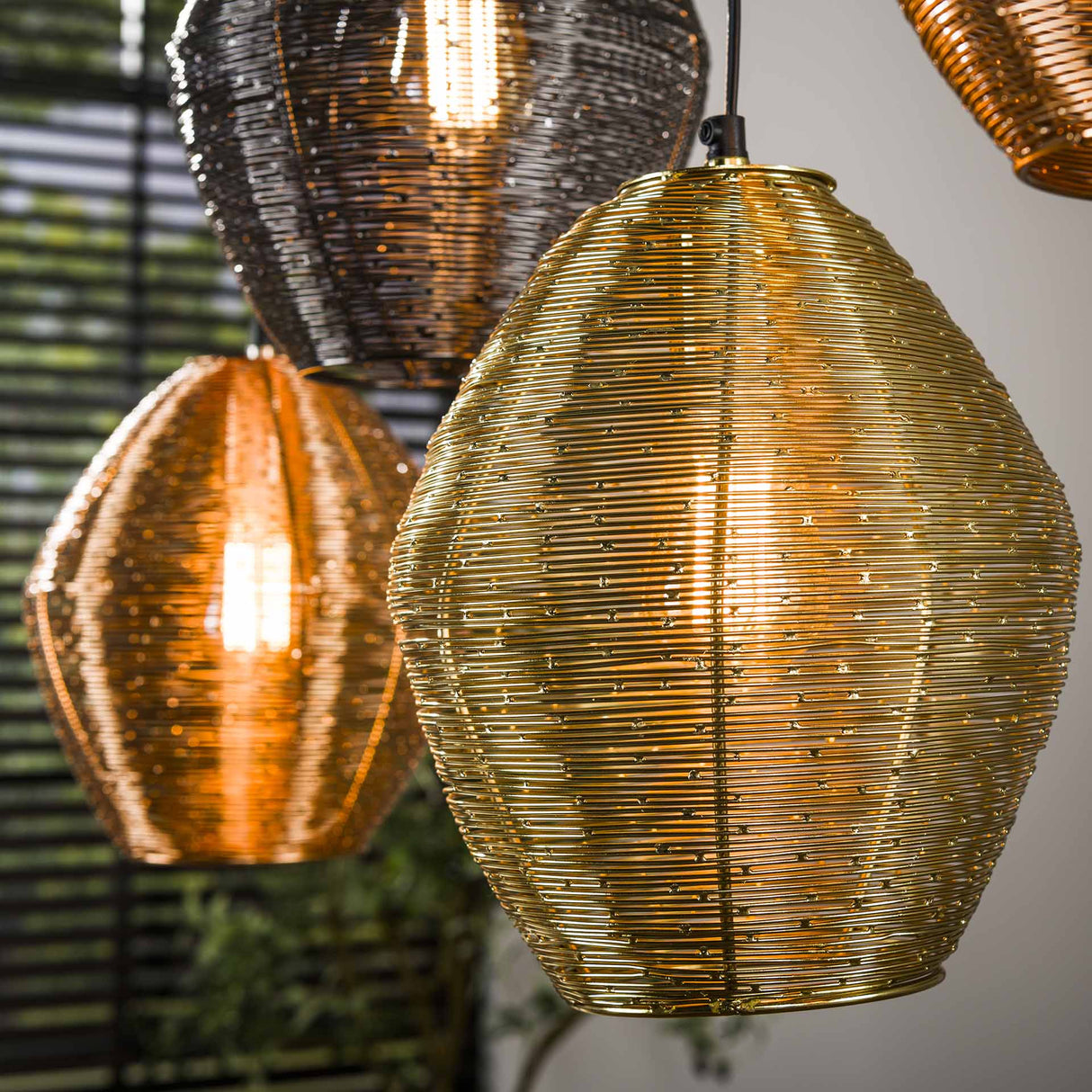 Wez pendant lamp 5-light colored nickel 