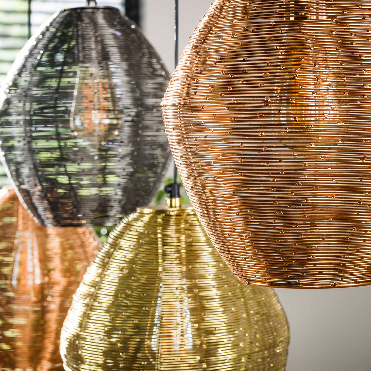 Wez pendant lamp 5-light colored nickel 