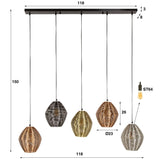 Wez pendant lamp 5-light colored nickel 