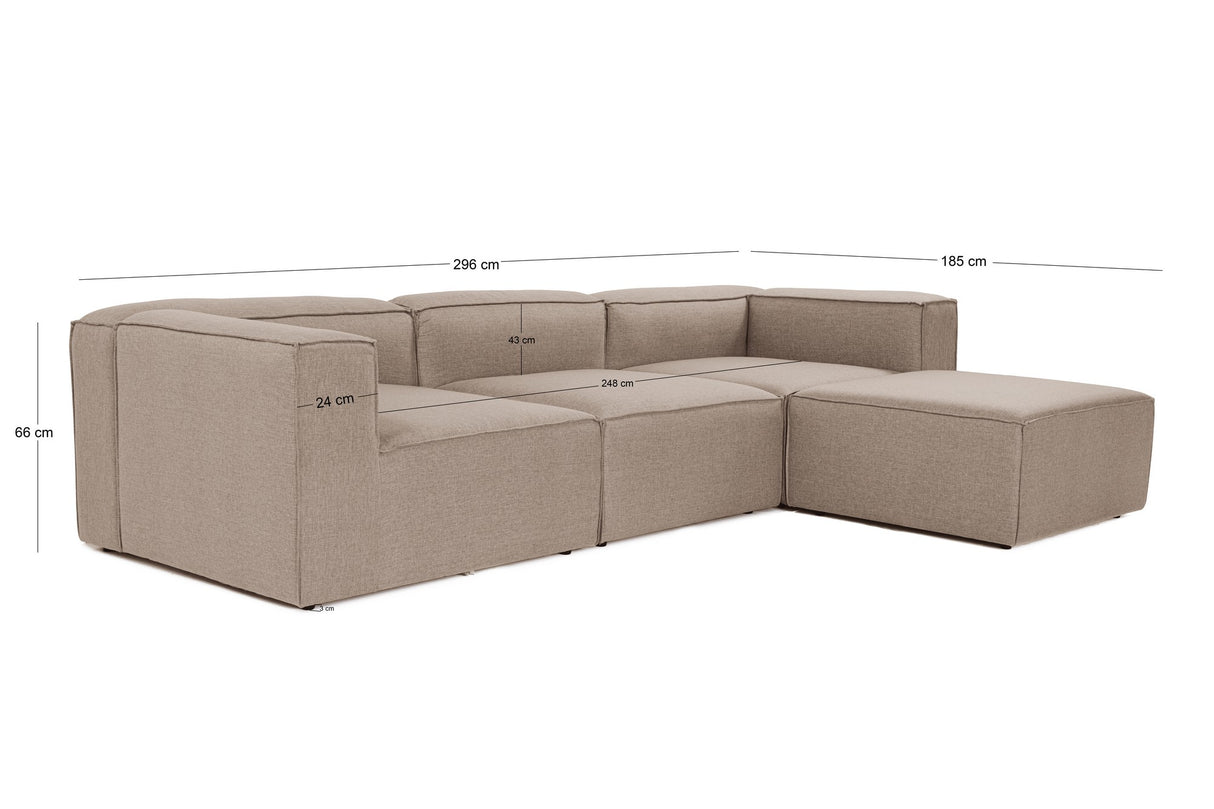 Modular Bank 3-seater with Hocker Fora Brown