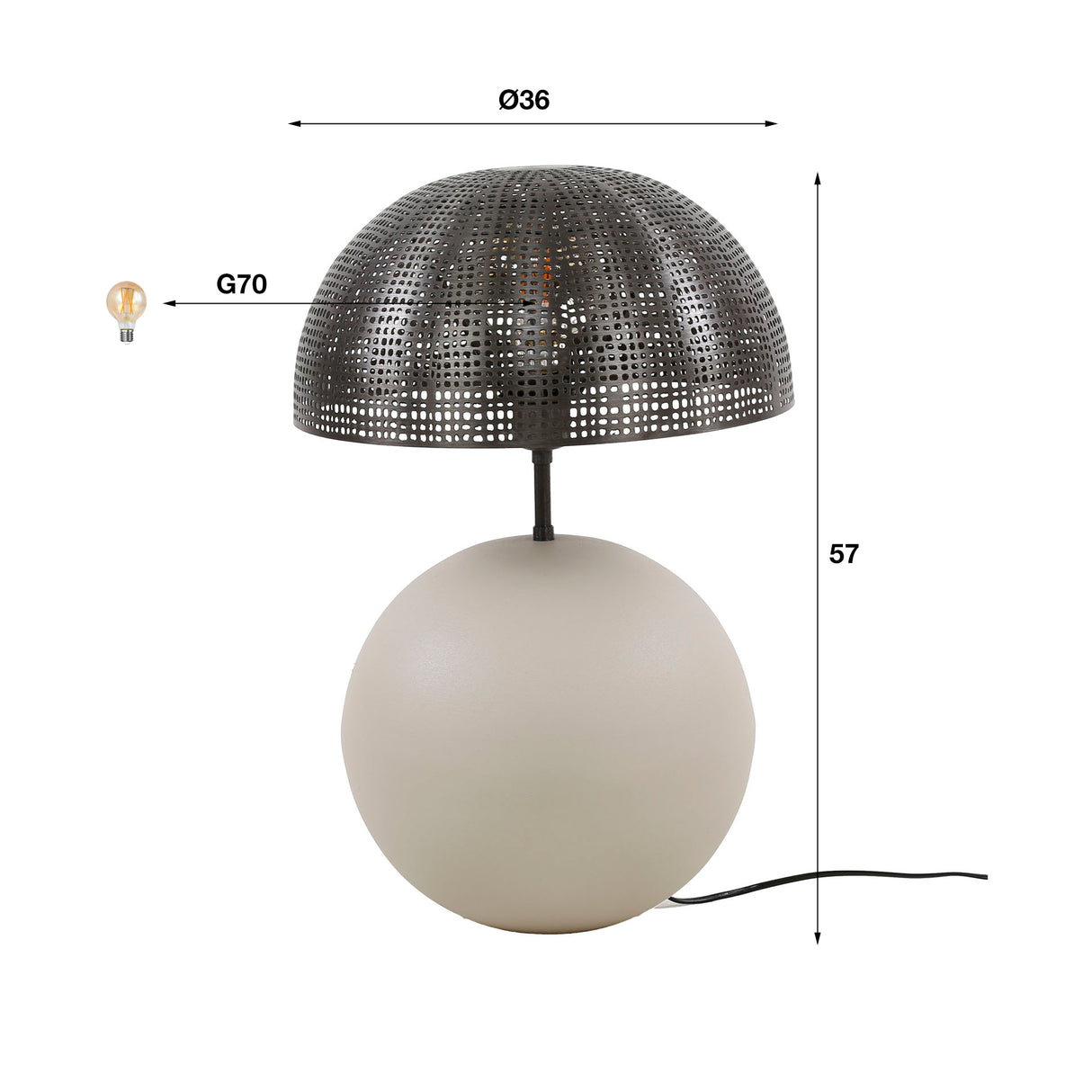 Table lamp Avelie organic sphere Ø31 cm