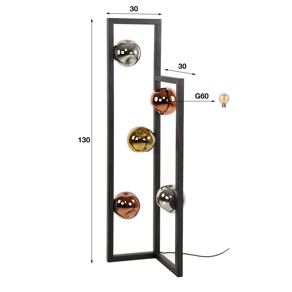 Floor lamp Ada 5-light colored glass