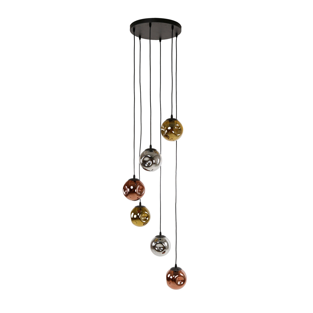 Hanging lamp ada 6-lights kicked colored glass