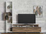 TV furniture set tulip white walnut melamine 160x166.7x29.5 cm