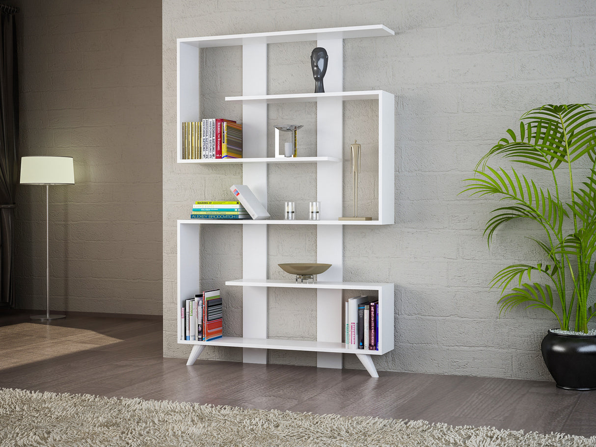 Bookcase Rain White Melamine 120x162x20 cm