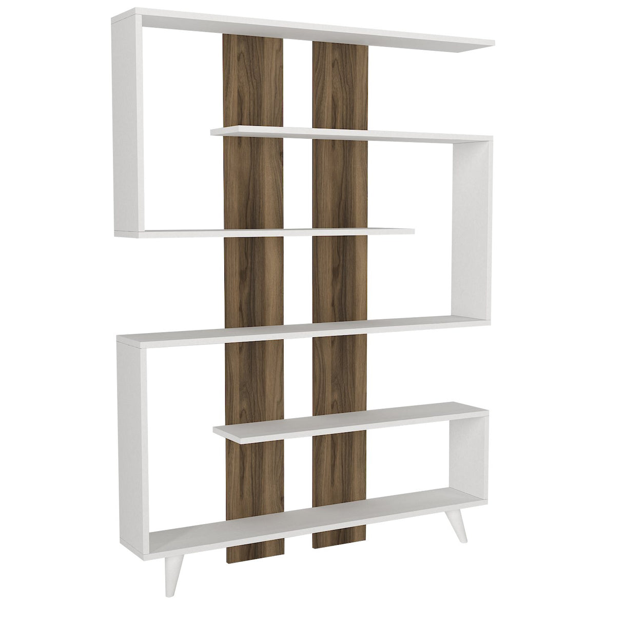 Bookcase Rain White Walnut Melamine 120x162x20 cm