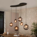 Industriële Hanglamp Nova Zwart 6-lichts Balk 135 cm