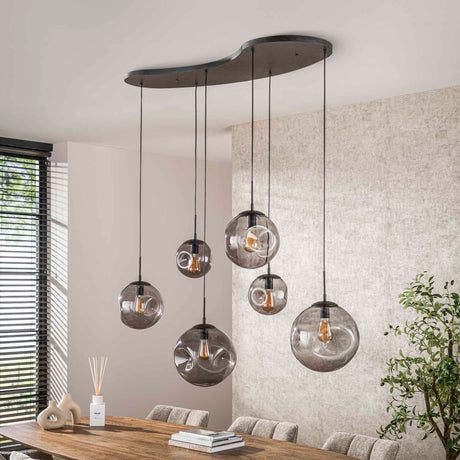 Industrial Hanging Lamp Nova Black 6-light Bar 135 cm 