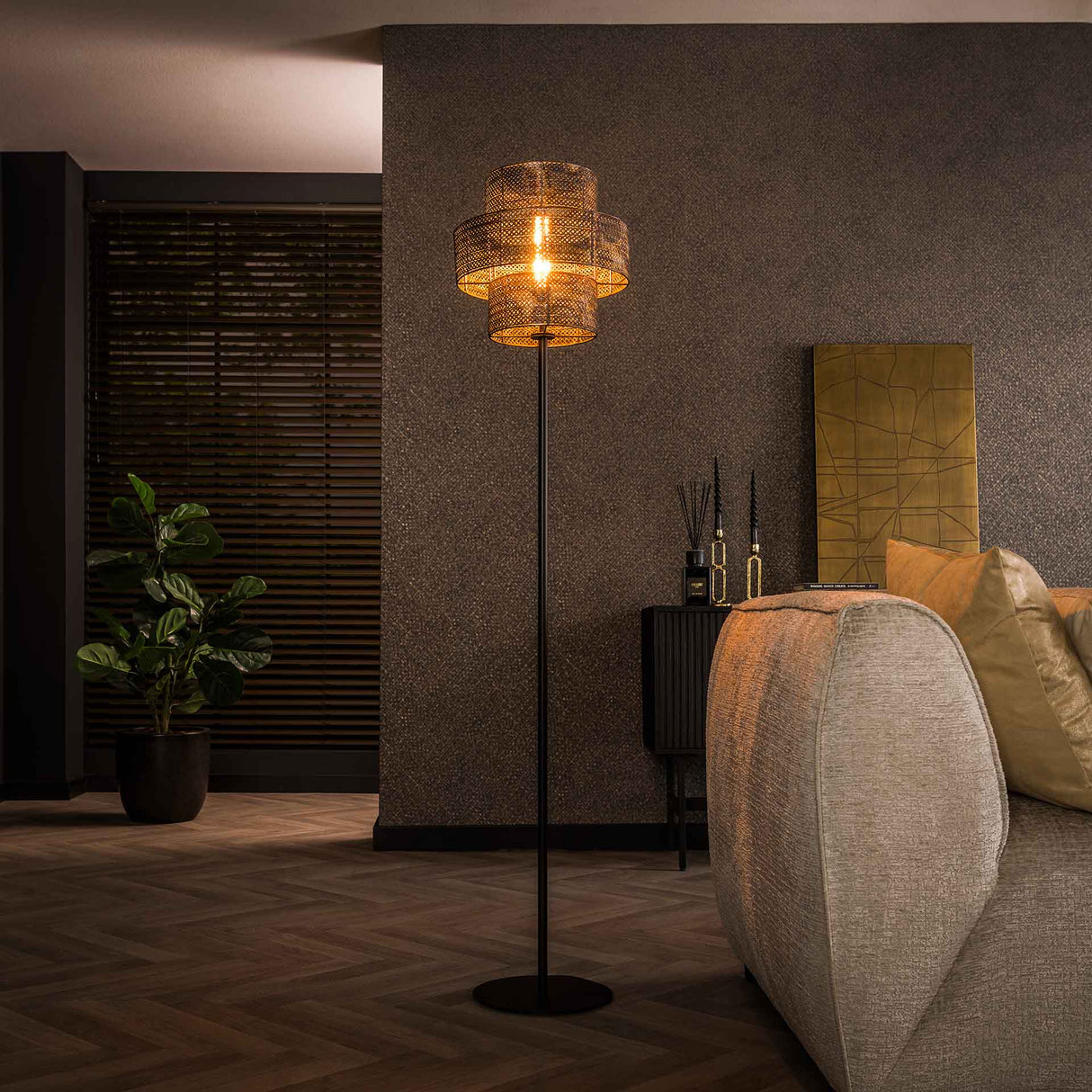 Floor lamp Luc Metal Black Brown