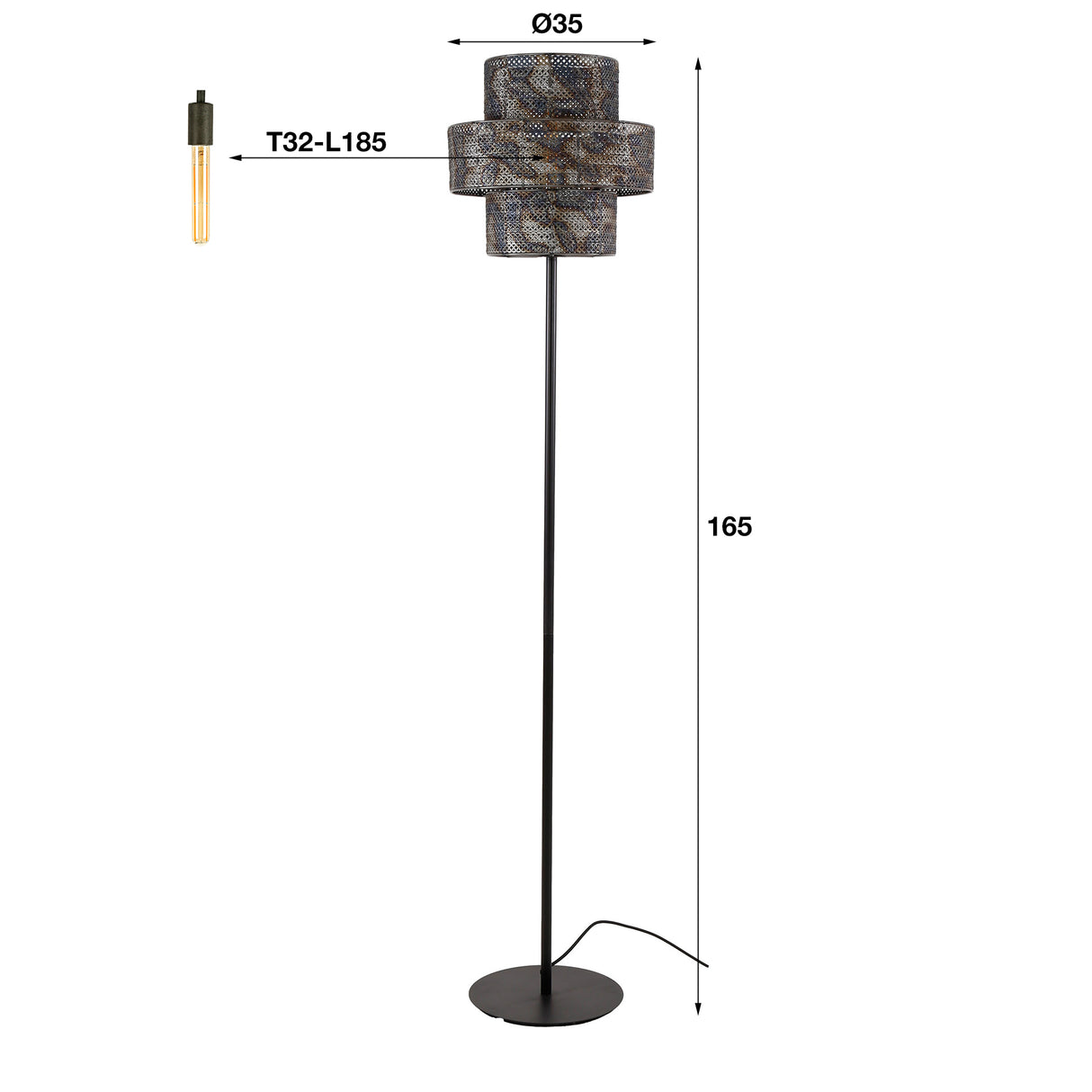 Floor lamp Luc Metal Black Brown