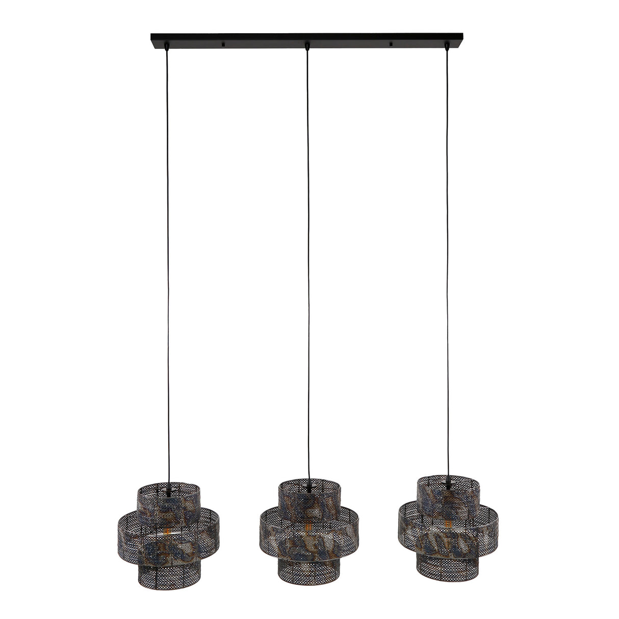 Hanging lamp Luc 3-light metal black brown