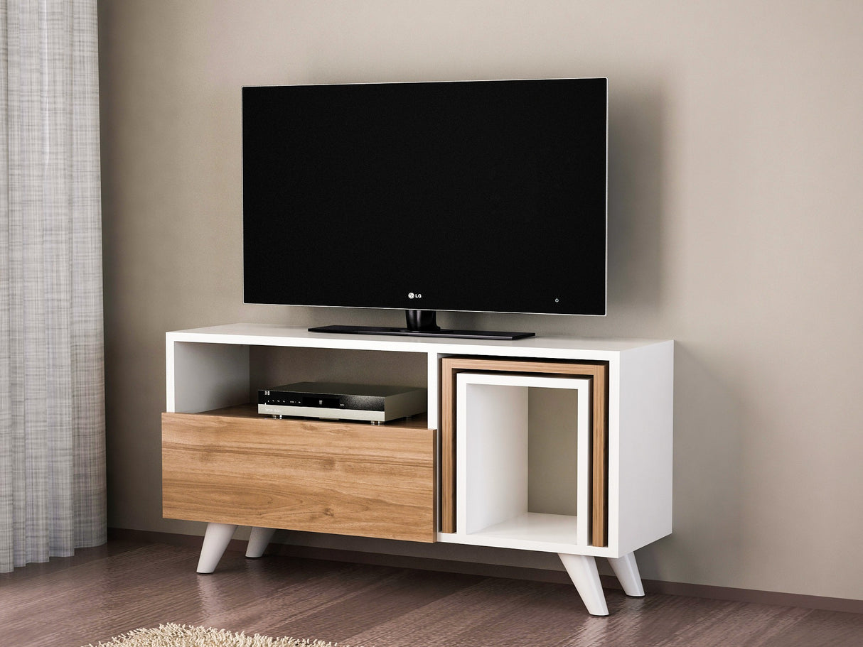 TV furniture set novella white walnut melamine 90x51x29.5 cm