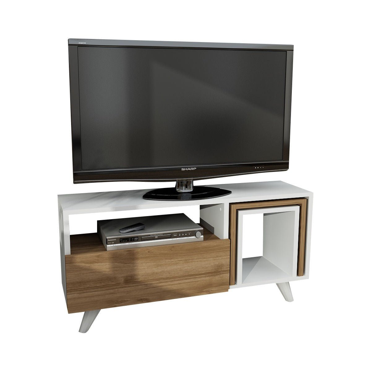 TV furniture set novella white walnut melamine 90x51x29.5 cm