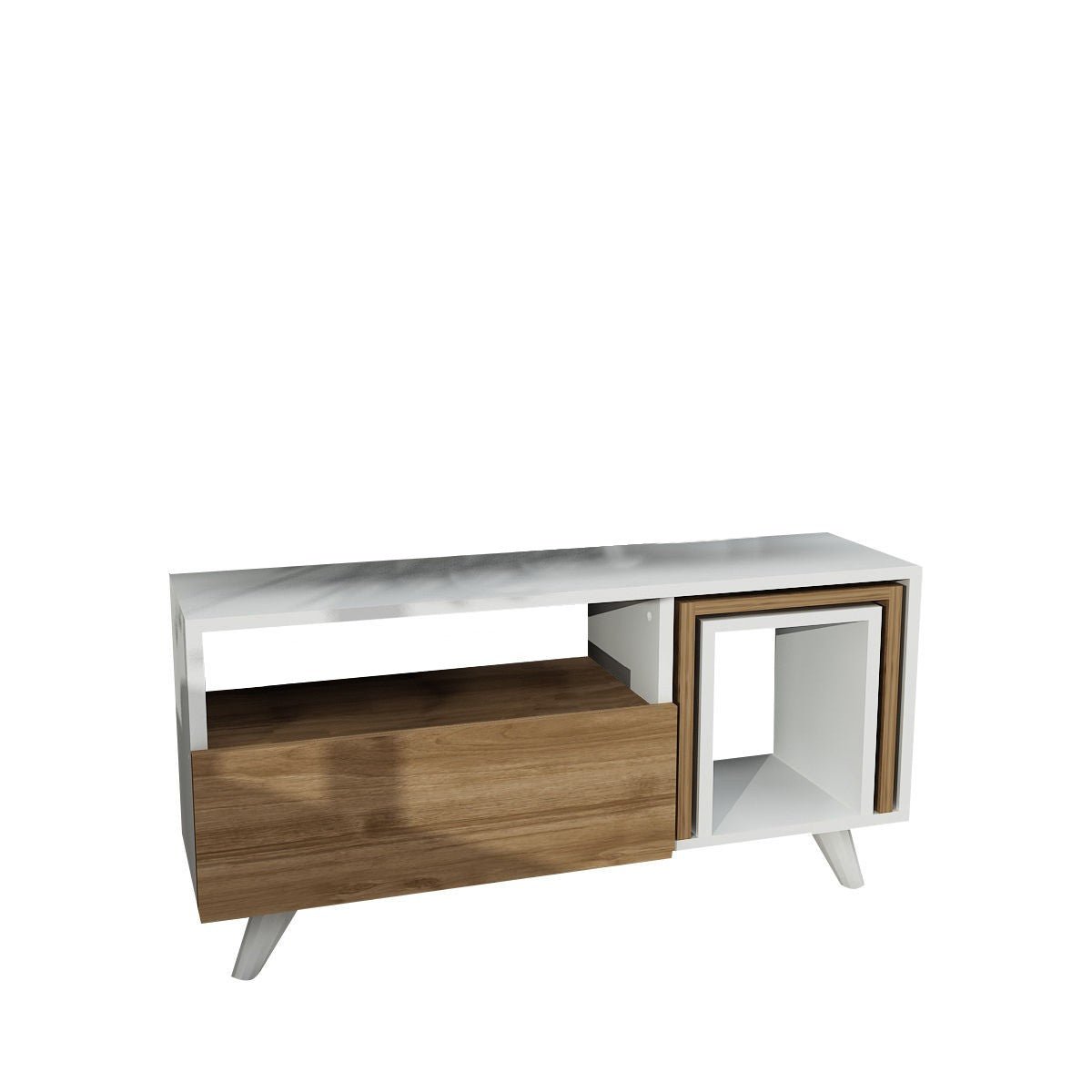 TV furniture set novella white walnut melamine 90x51x29.5 cm